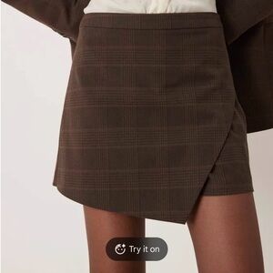 Mango Brown Plaid Women's Skort